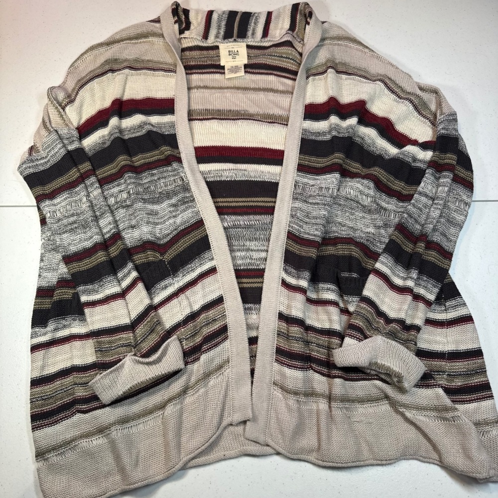 Billabong‎ Surf Beach Boho Hippie Striped Coastal Vibes Cardigan Sweater Medium